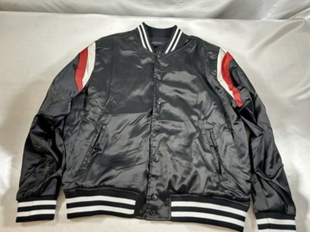 PACSUN SATIN GLANZ BOMBER JACKER, Men’s Large  black Red And Champagne NWOT